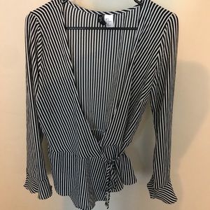 Black and white striped wrap top!